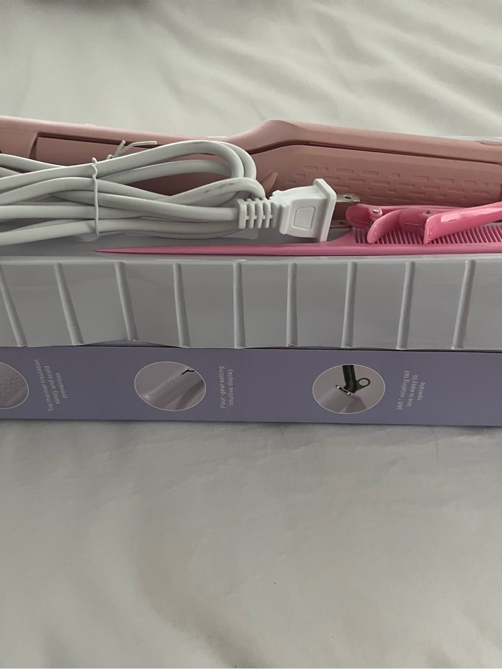 Pink Hair Straightener with Comb and Clips